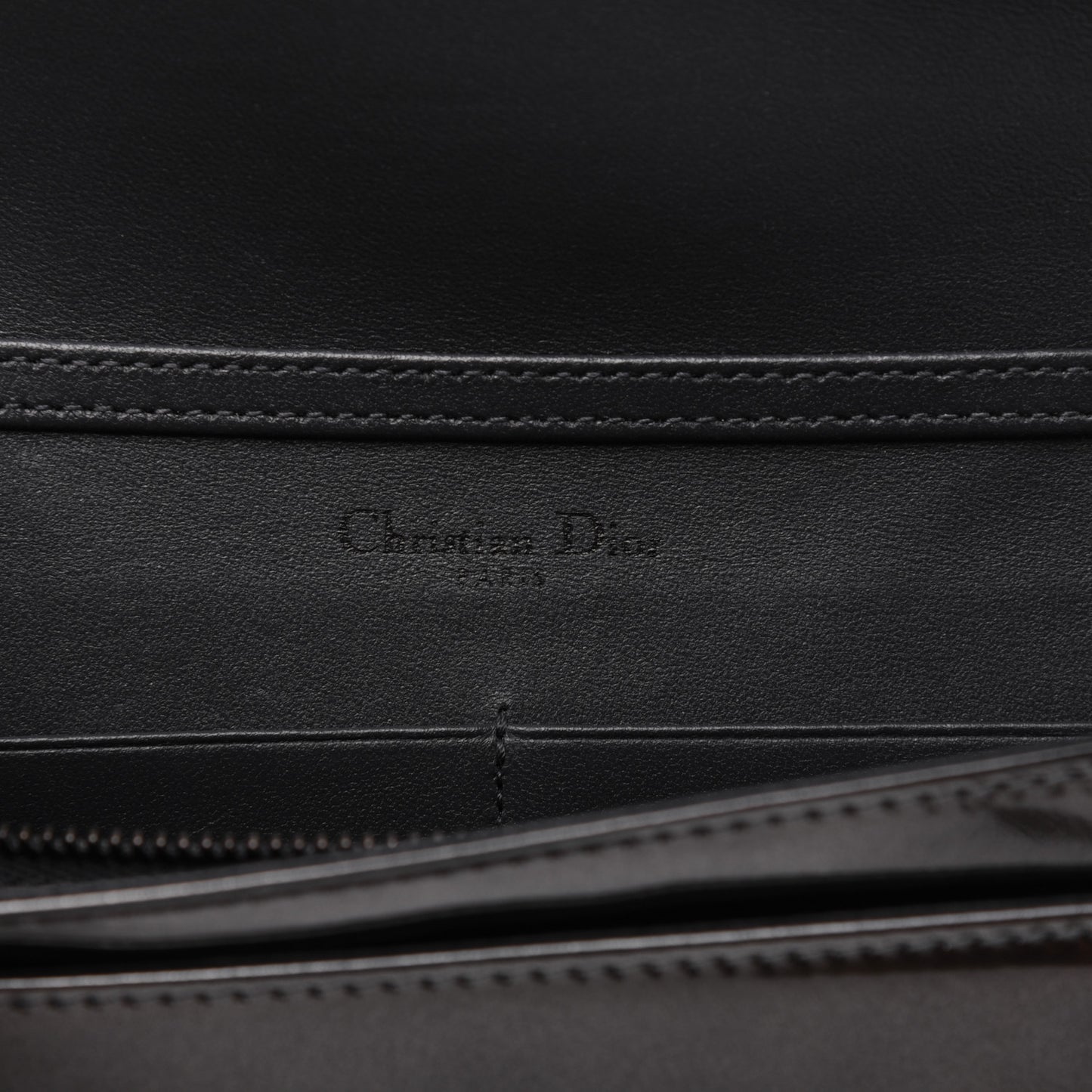 Metallic Patent Micro-Cannage Diorama Wallet on Chain Pouch Onyx Black