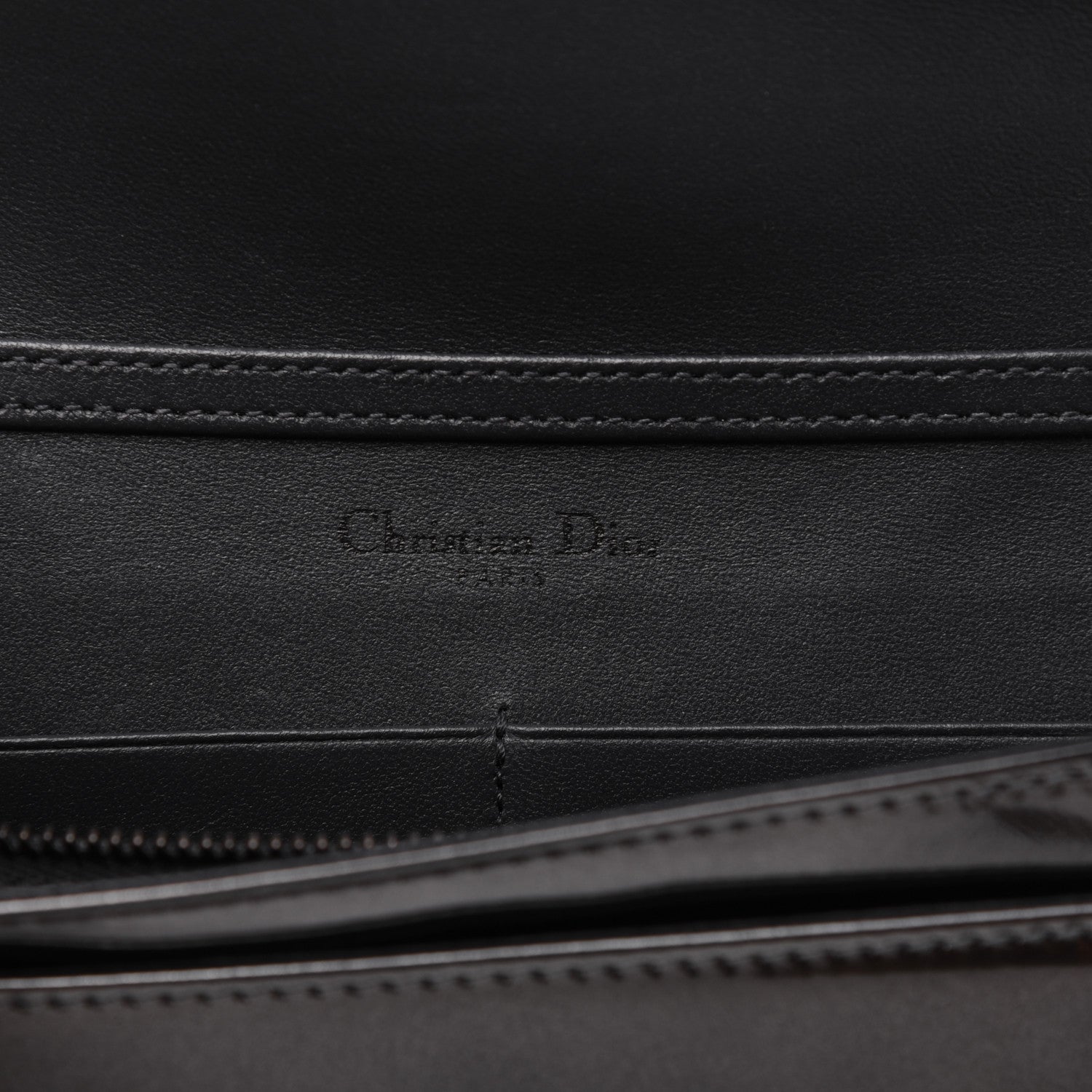Christian Dior Metallic Patent Micro-Cannage Diorama Wallet on Chain Pouch Onyx Black 8 of 17