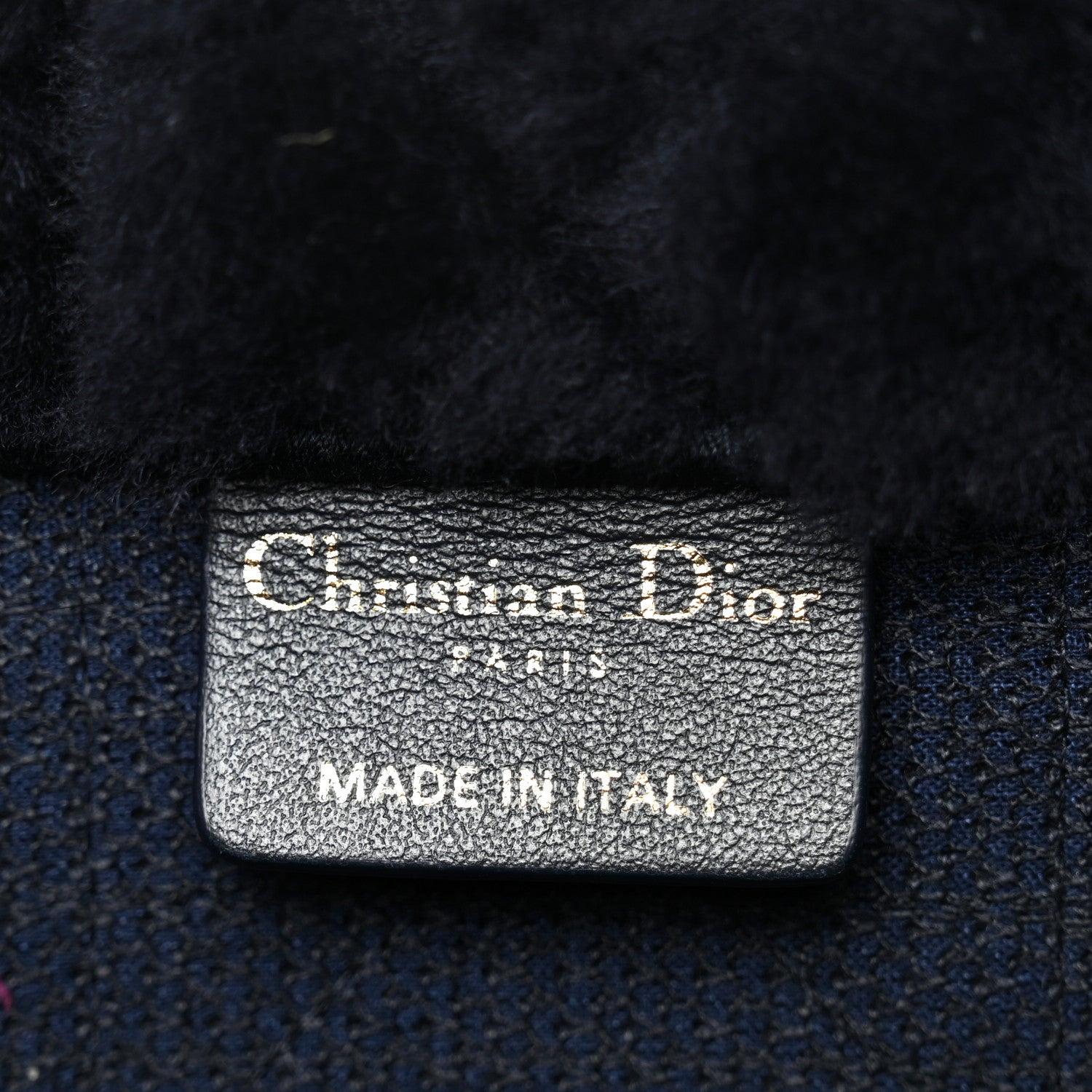 Christian Dior Shearling Cannage Medium Book Tote Deep Blue