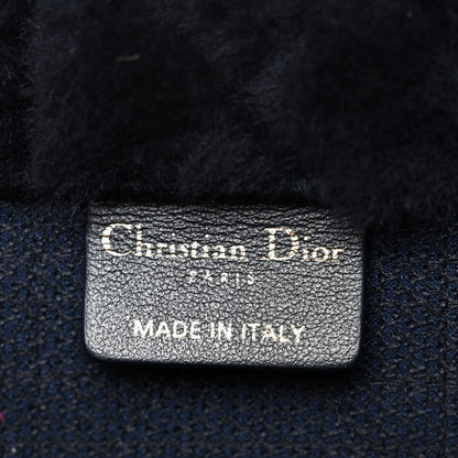 Christian Dior Shearling Cannage Medium Book Tote Deep Blue Natural 6 of 11