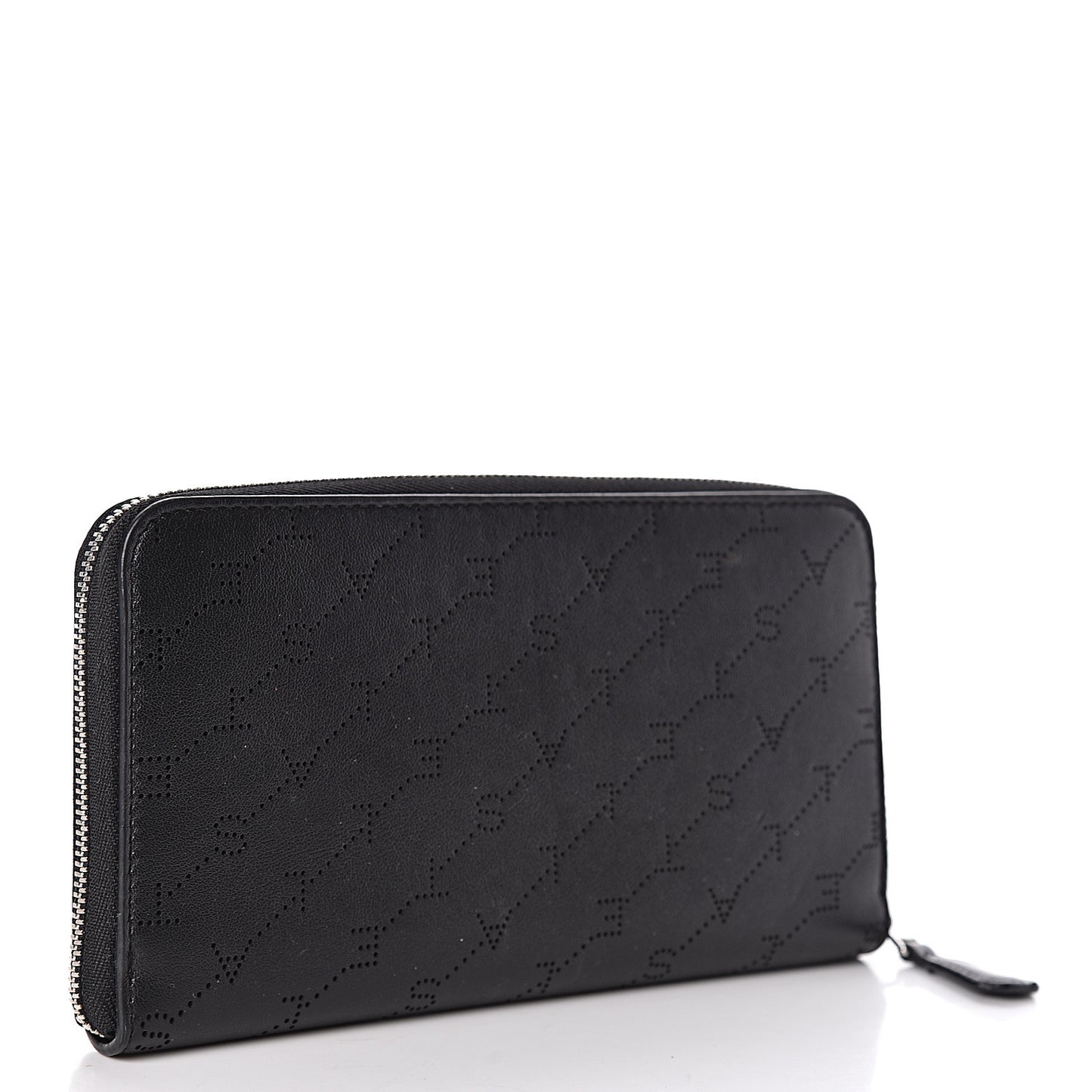 Eco Alter Nappa Perforated Logo Zip Wallet Black