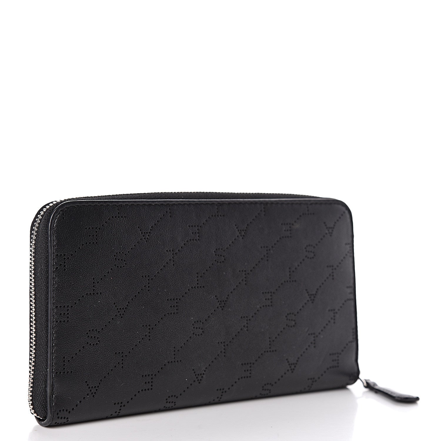 Stella McCartney Eco Alter Nappa Perforated Logo Zip Wallet Black 3 of 7