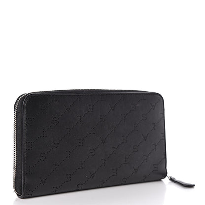 Stella McCartney Eco Alter Nappa Perforated Logo Zip Wallet Black 3 of 7