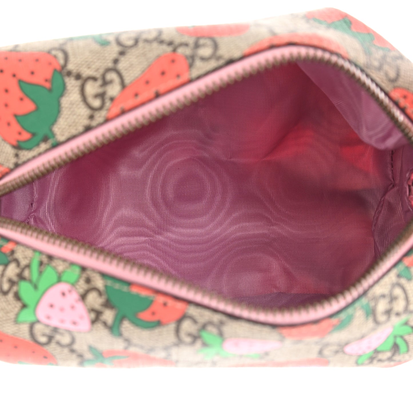 GG Supreme Monogram Strawberry Cosmetic Case
