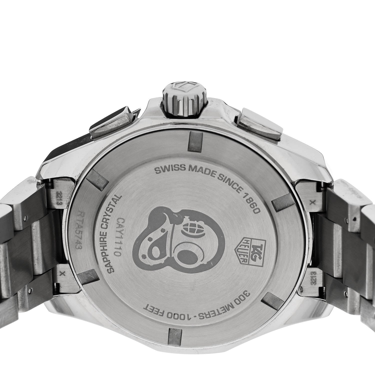 Tag Heuer Stainless Steel 43mm Aquaracer 300M Chronograph Quartz Watch Black CAY111A Black 4 of 5