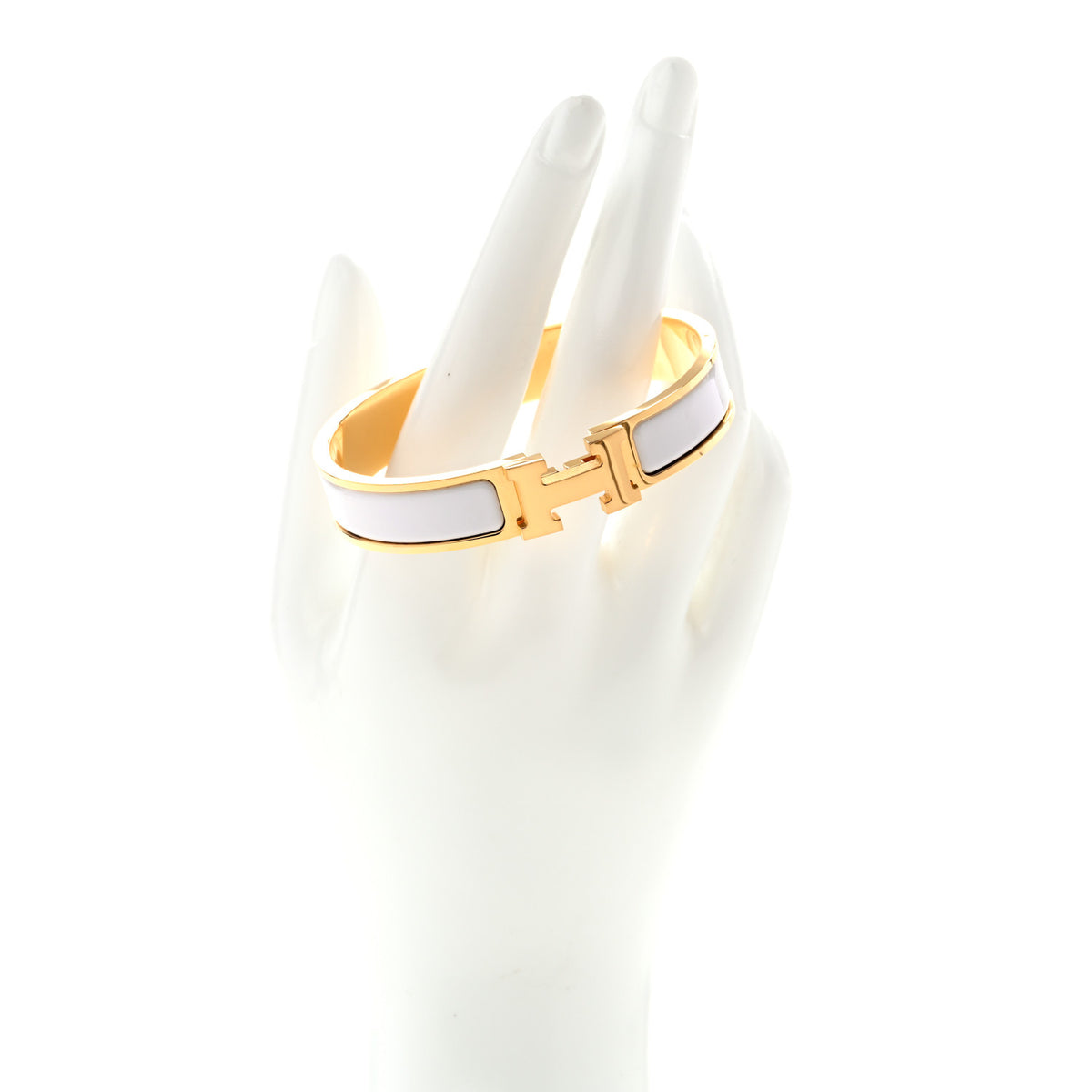 Enamel Narrow Clic Clac H Bracelet GM White