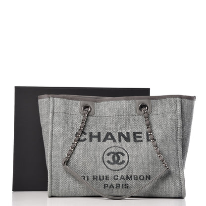 Chanel Woven Straw Raffia Small Deauville Tote Grey 10 of 10