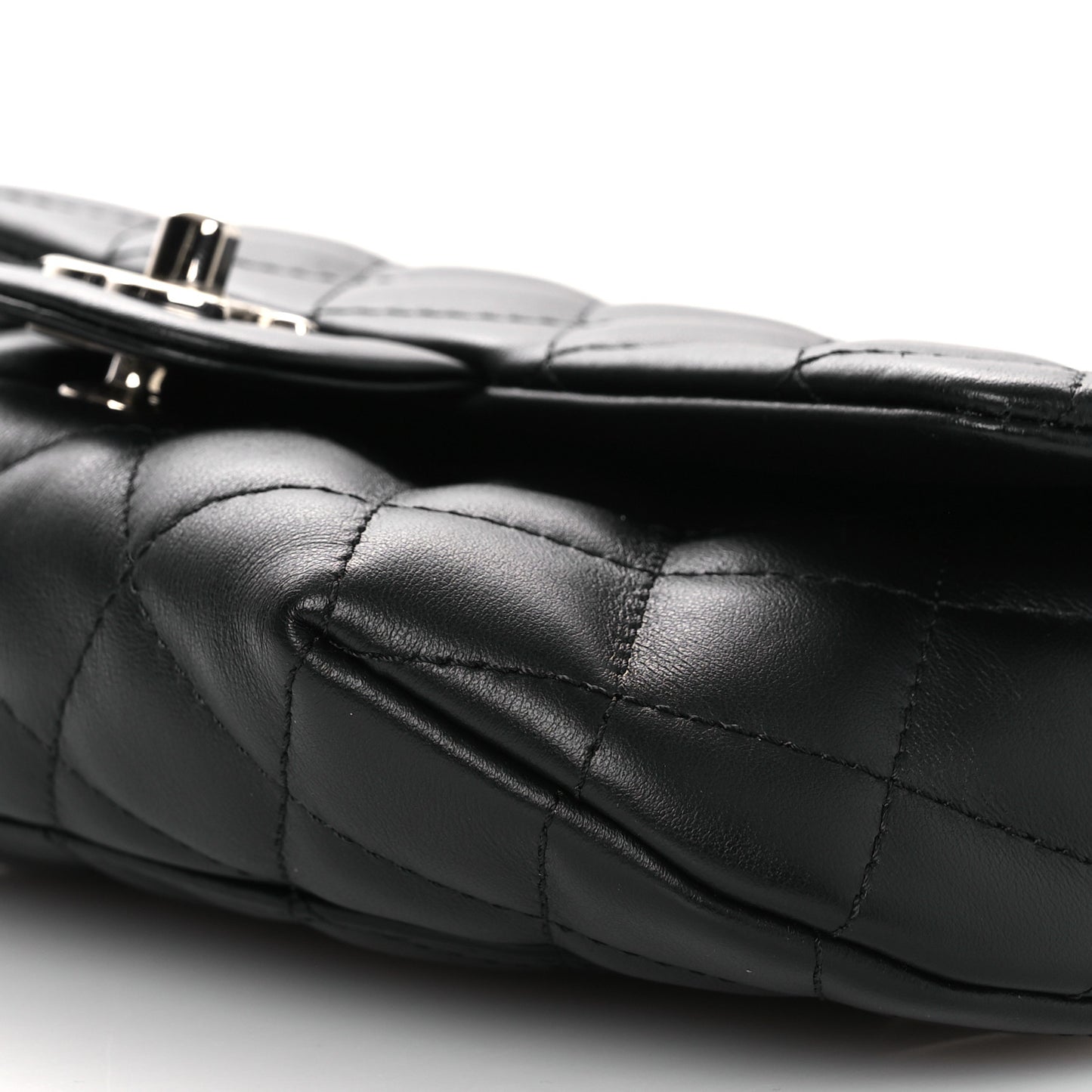 Calfskin Quilted CC Uniform Flap Belt Bag Black