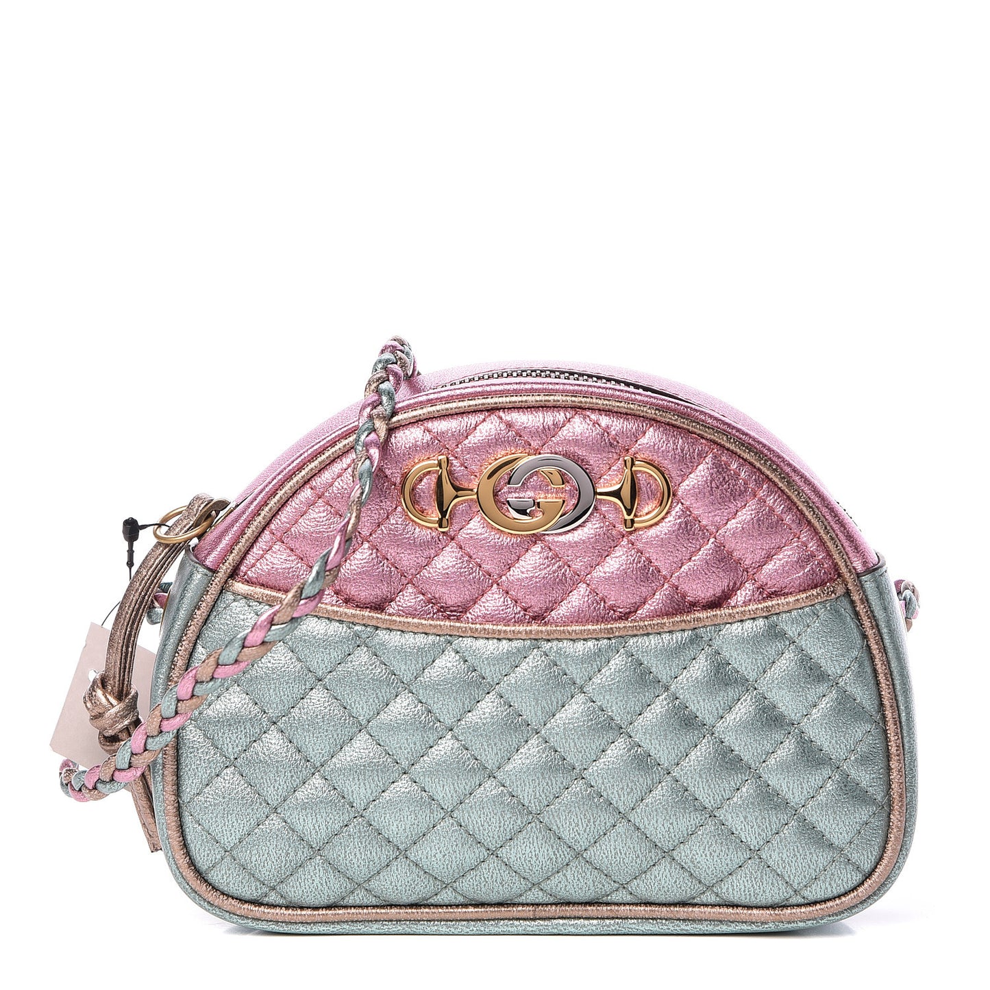 Laminated Nappa Trapuntata Mini Zumi Dome Shoulder Bag Rosa Lago Rame