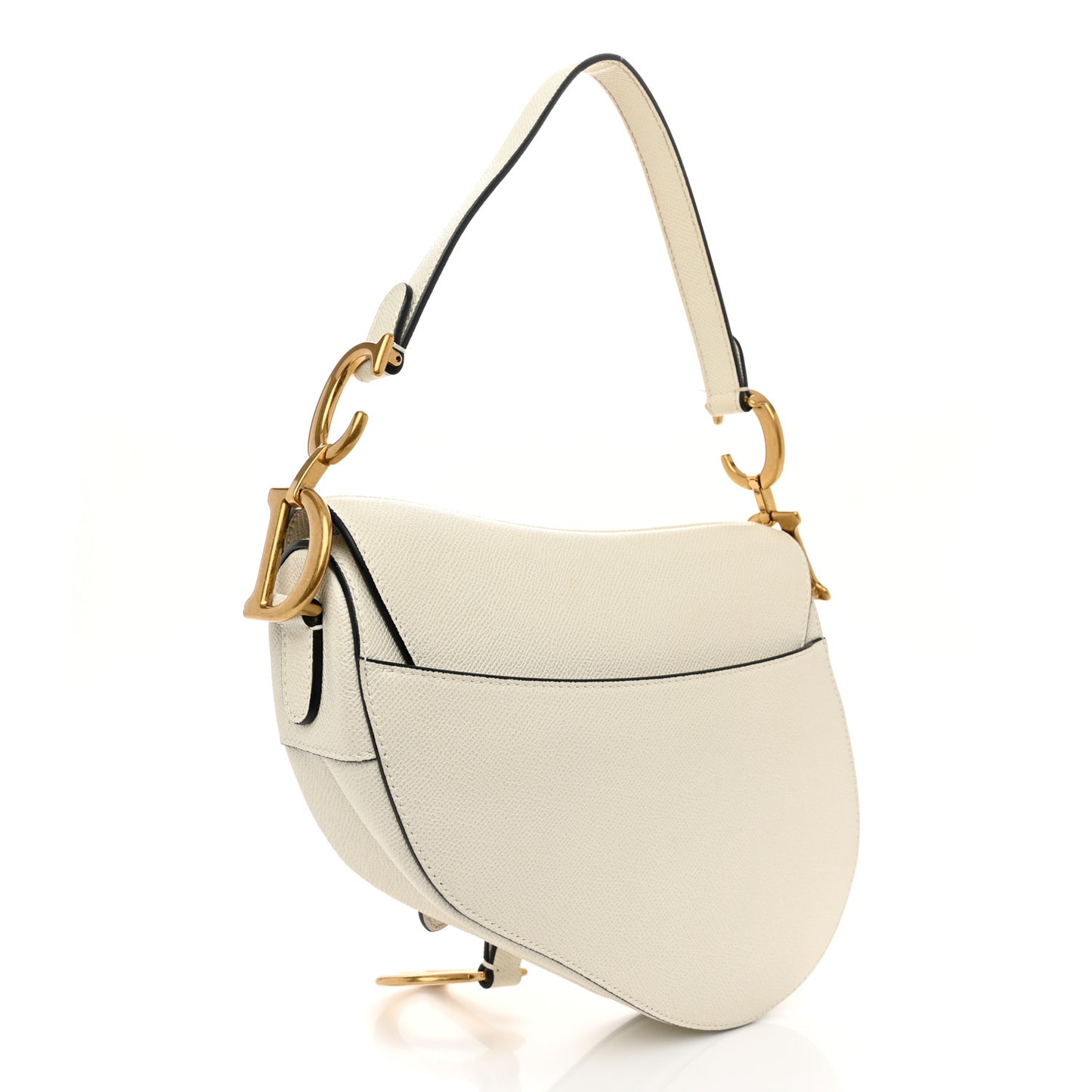 Grained Calfskin Saddle Bag White