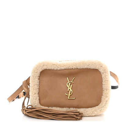 Saint Laurent Suede Shearling Lou Belt Bag Natural Tan 1 of 13
