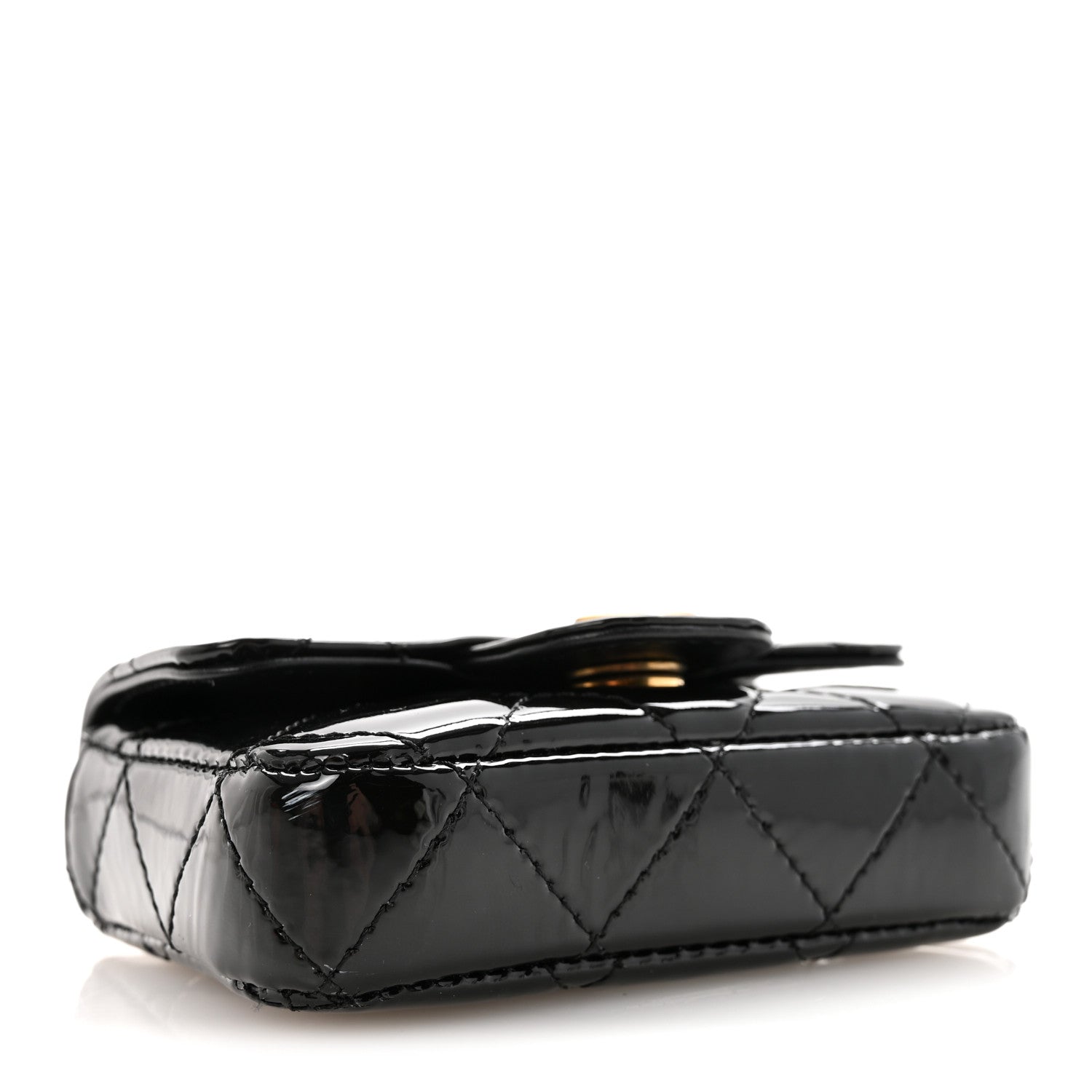 Chanel Patent Enamel Quilted Coco Hearts Clutch With Chain Black 10 of 12