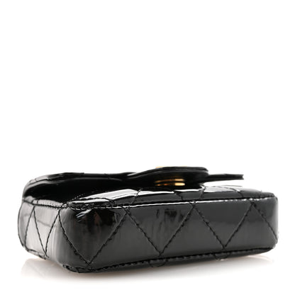 Chanel Patent Enamel Quilted Coco Hearts Clutch With Chain Black 10 of 12
