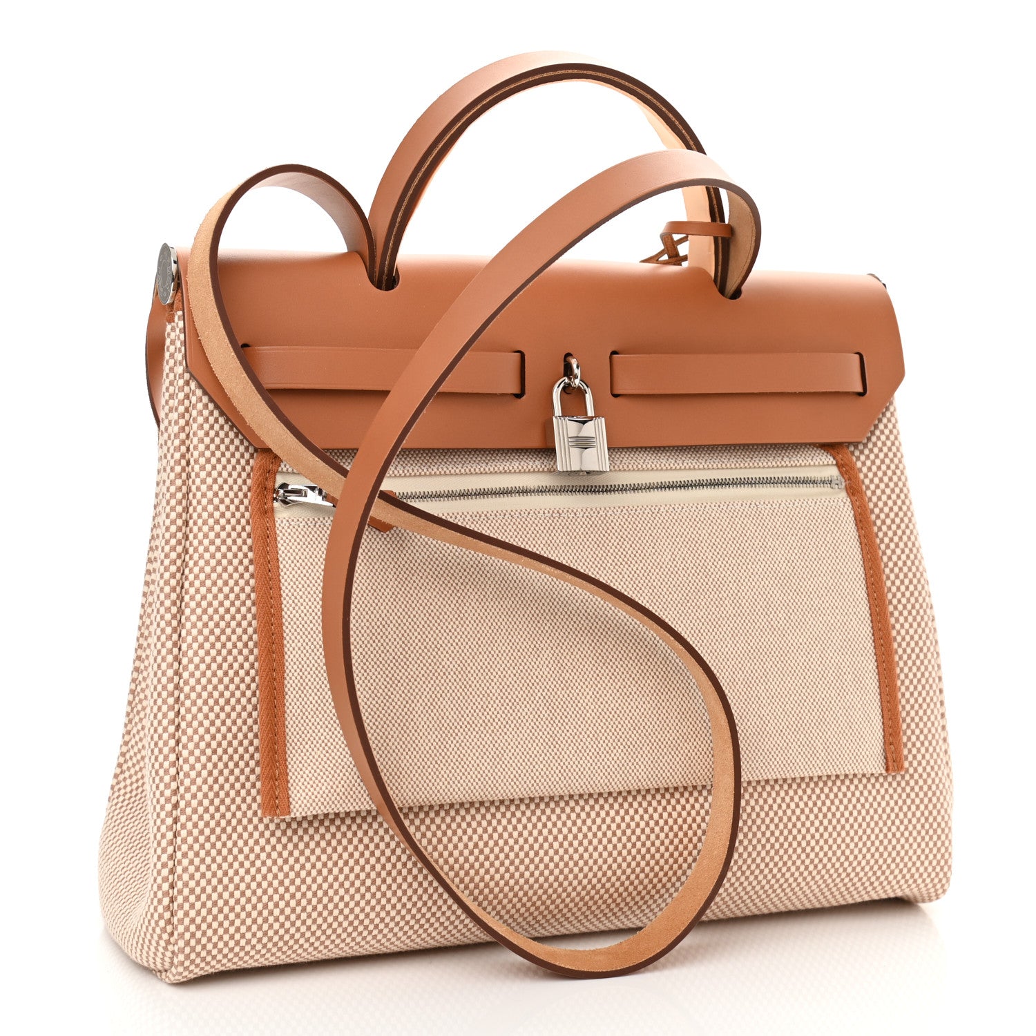 Hermes Vache Hunter Criss Viking Herbag Zip Retourne 31 PM Ecru Beige Naturel 4 of 10