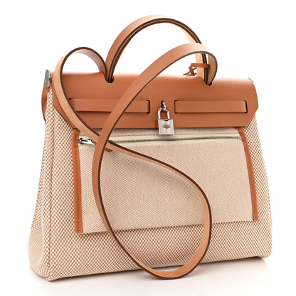 Hermes Vache Hunter Criss Viking Herbag Zip Retourne 31 PM Ecru Beige Naturel 4 of 10