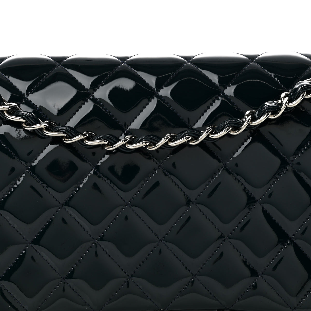 Chanel Patent Quilted Maxi Double Flap Navy Blue 8 of 12