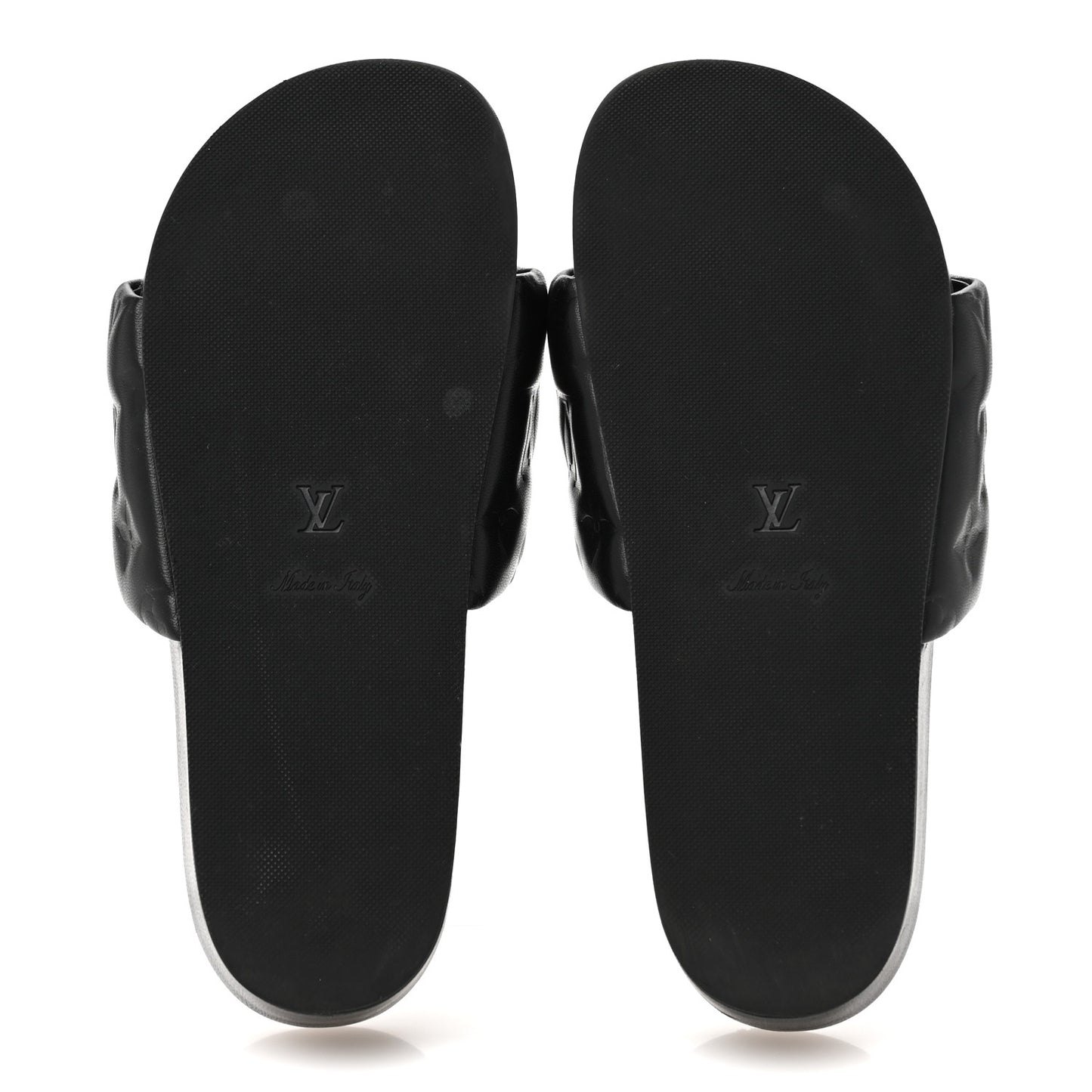Lambskin Embossed Monogram Jumbo Flatform Mule Sandals 37 Black