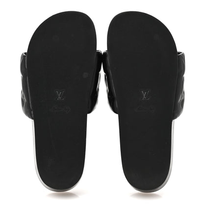 Louis Vuitton Lambskin Embossed Monogram Jumbo Flatform Mule Sandals 37 Black 6 of 10