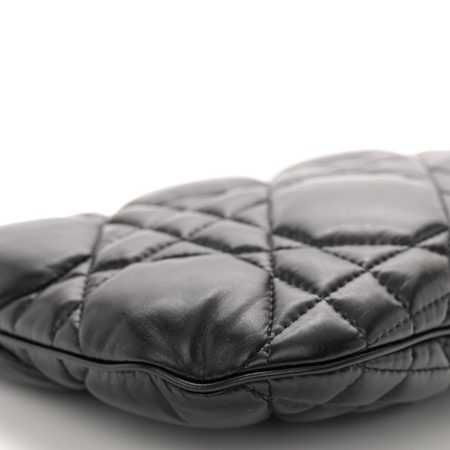Calfskin Macrocannage Mini Dior Caro Tulip Bag Black
