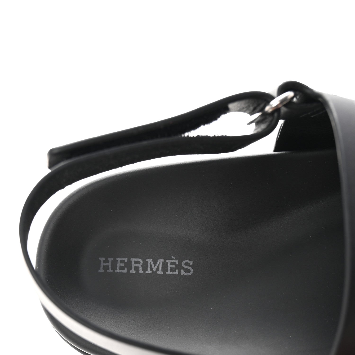 Hermes Calfskin Womens Genius Sandals 38.5 Black 8 of 10