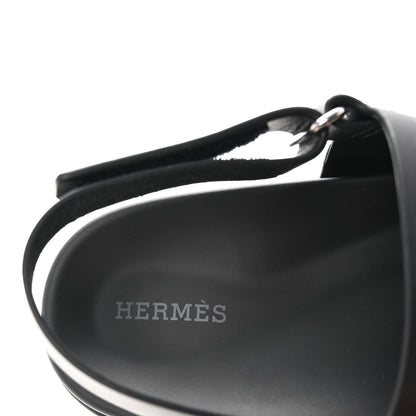 Hermes Calfskin Womens Genius Sandals 38.5 Black 8 of 10