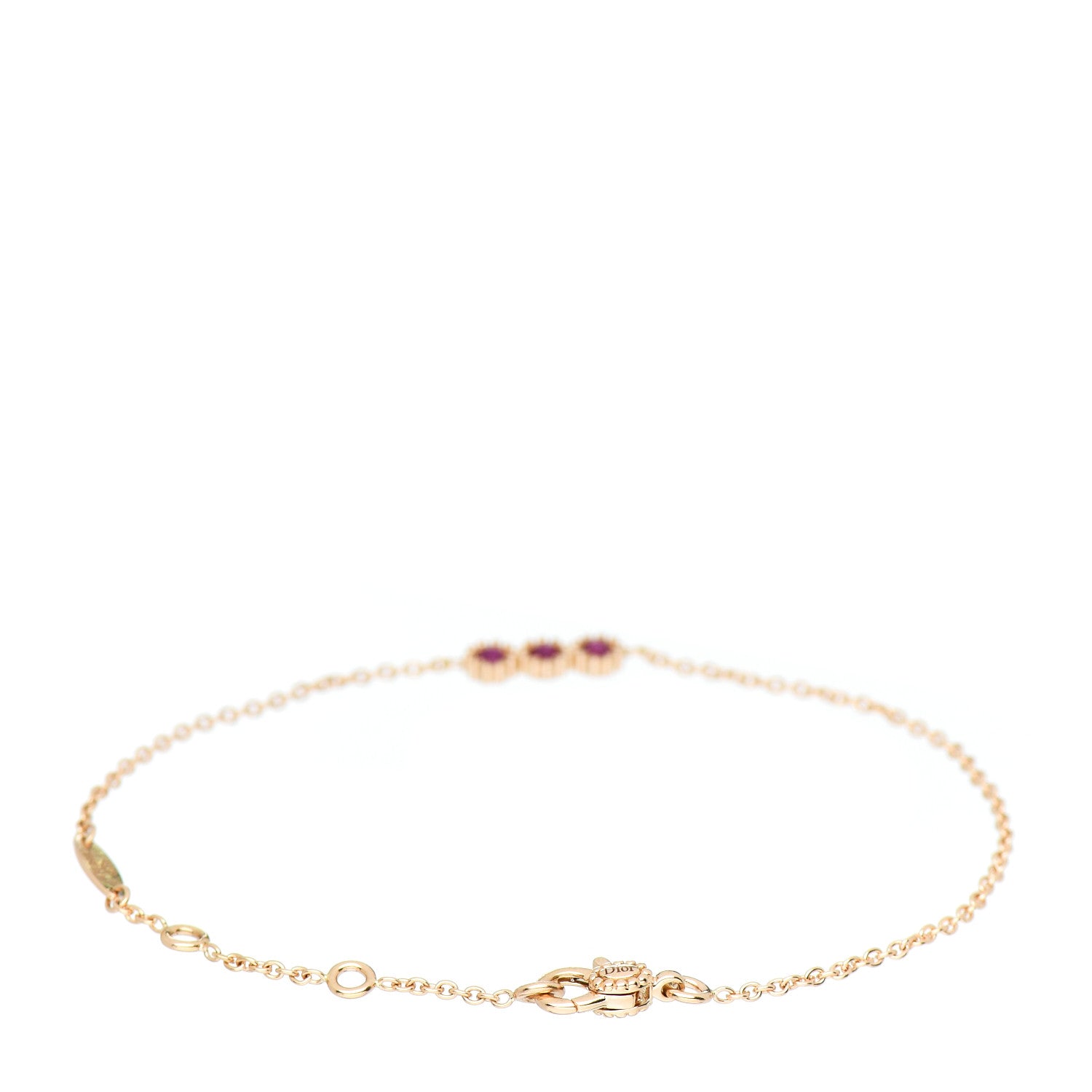 Christian Dior 18K Yellow Gold Ruby Mimirose Pendant Bracelet 3 of 5