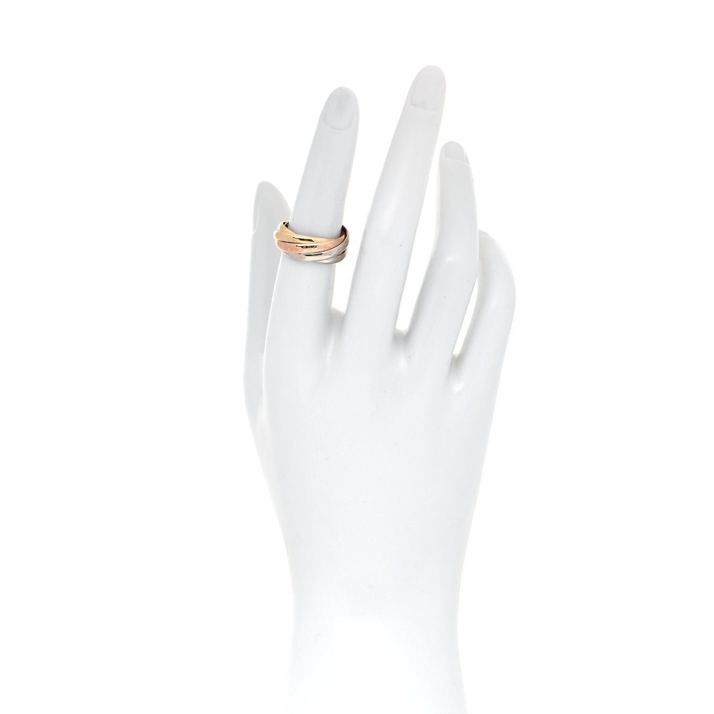 18K Pink Yellow White Gold Five Band Les Must De Cartier Trinity Ring 52 6