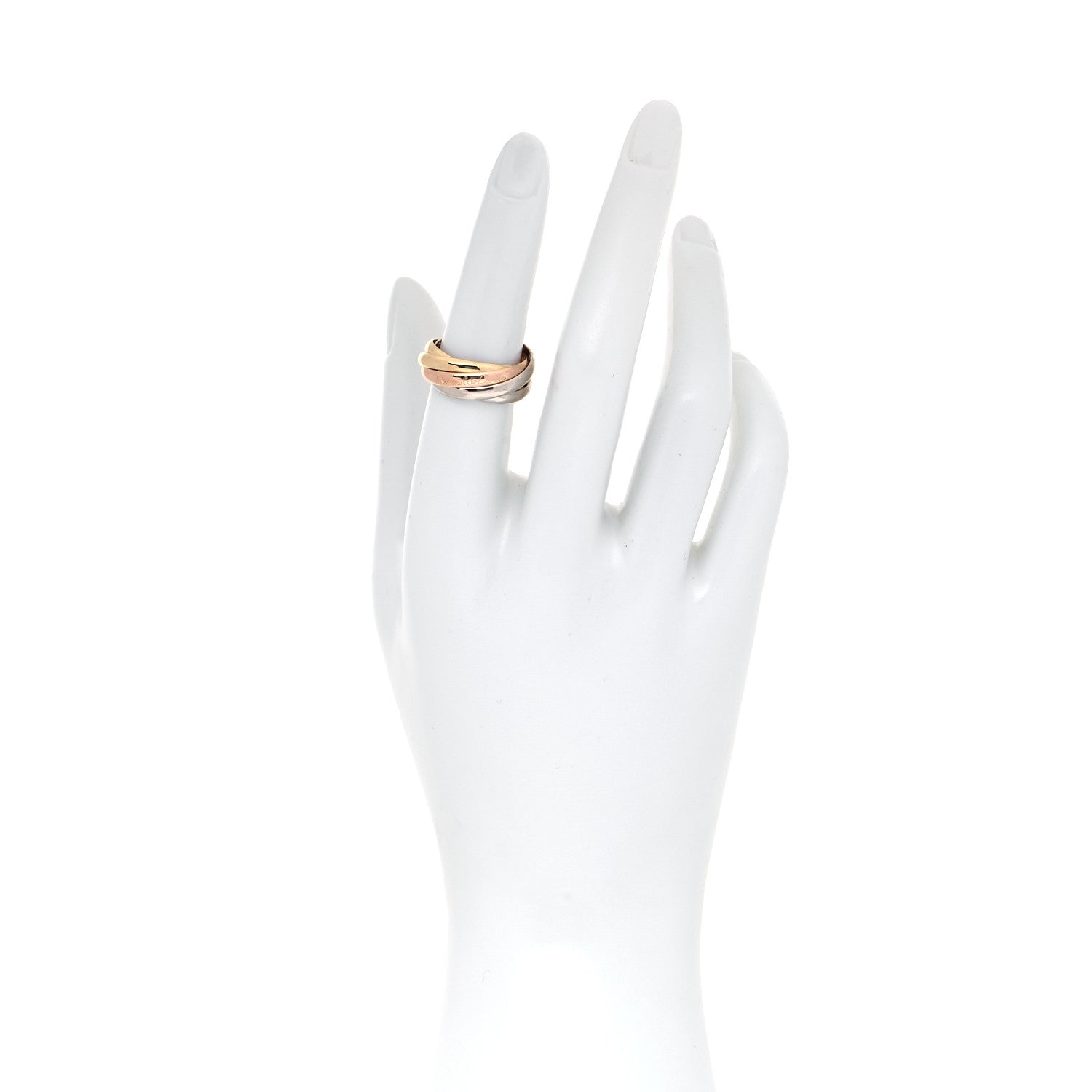 Cartier 18K Pink Yellow White Gold Five Band Les Must De Cartier Trinity Ring 52 6 4 of 10
