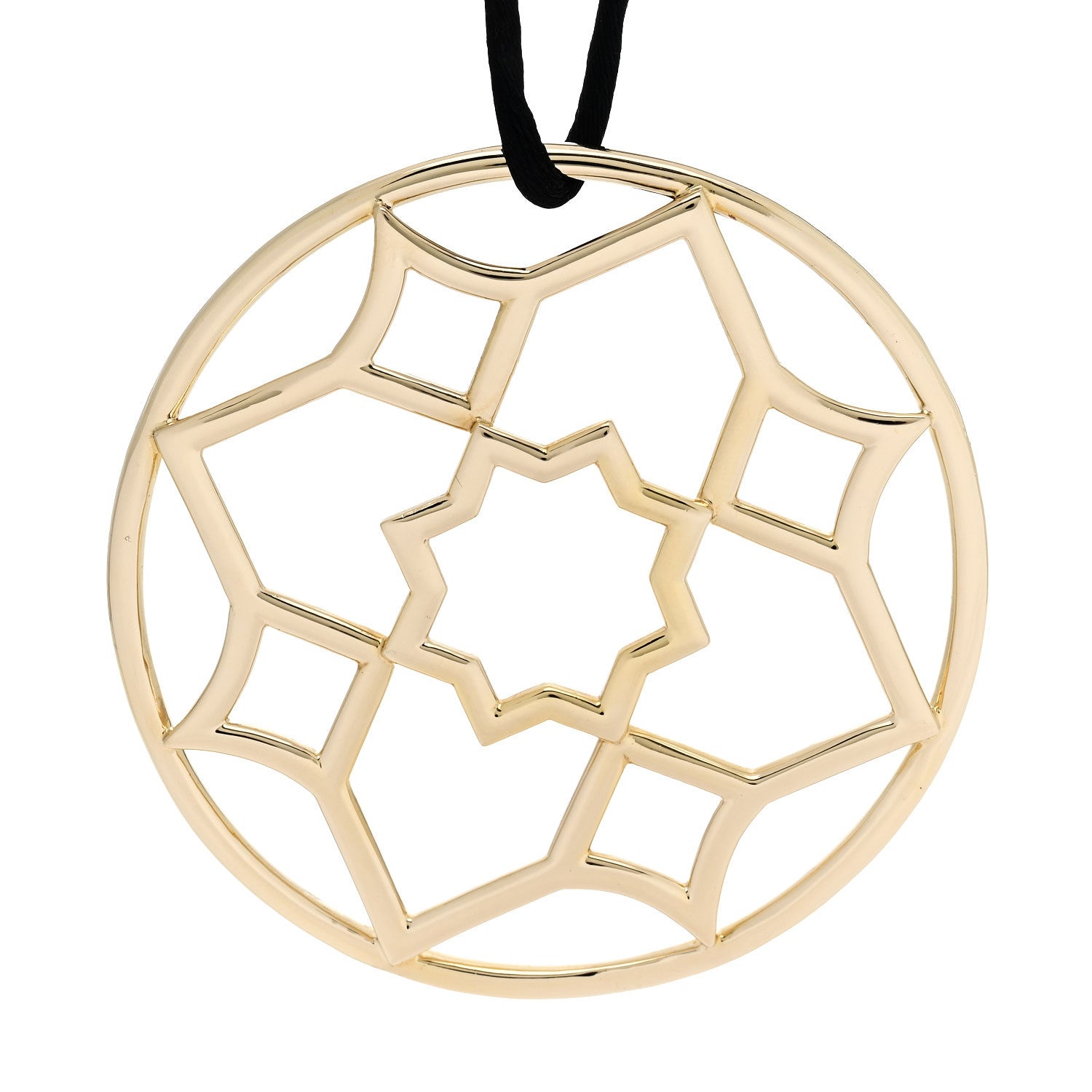Tiffany 18K Yellow Gold Paloma Picasso Zellige Medallion Pendant Cord Necklace 4 of 5