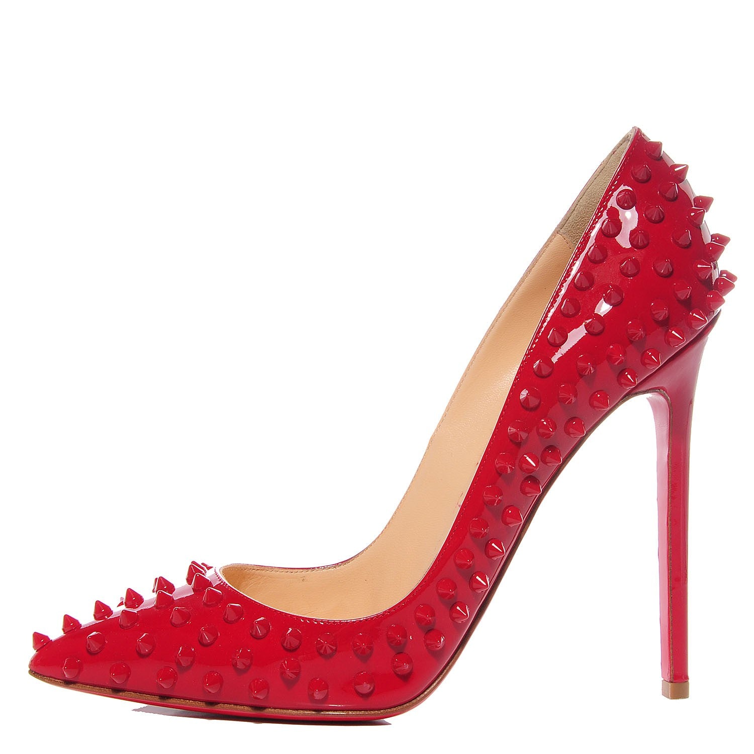 Christian Louboutin Patent Pigalle Spikes 120 Pumps Red 1 of 7