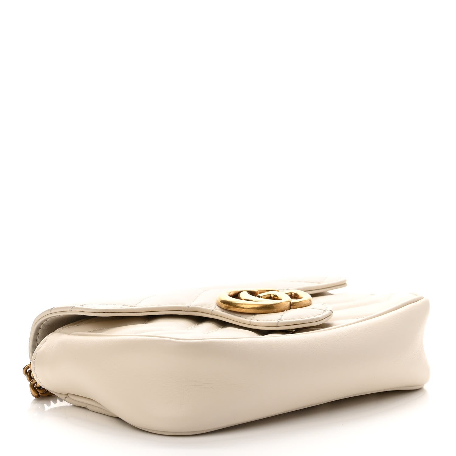 Gucci Calfskin Matelasse Super Mini GG Marmont Shoulder Bag White 4 of 11