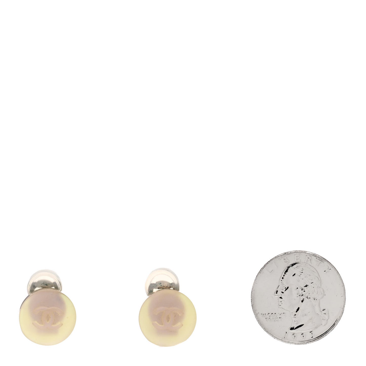 Resin CC Round Clip On Earrings Silver Pink