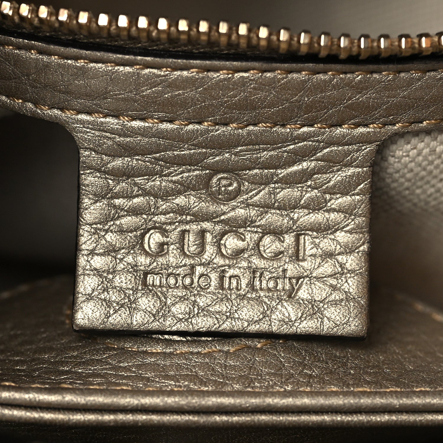 Gucci Metallic Calfskin Small Bamboo Shopper Tote Grey 5 of 9