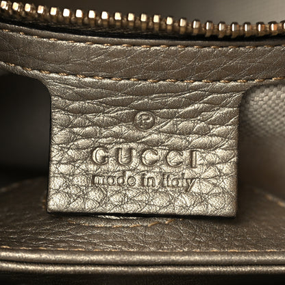 Gucci Metallic Calfskin Small Bamboo Shopper Tote Grey 5 of 9