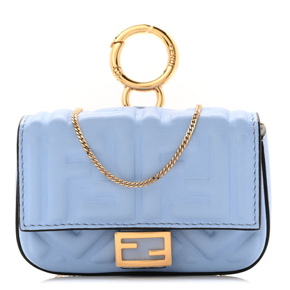 Fendi Nappa Matisse FF Embossed Nano Baguette Charm Placid Blue 1 of 7