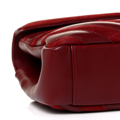Saint Laurent Calfskin Suede Matelasse Chevron Medium Monogram College Bag Burgundy 7 of 8