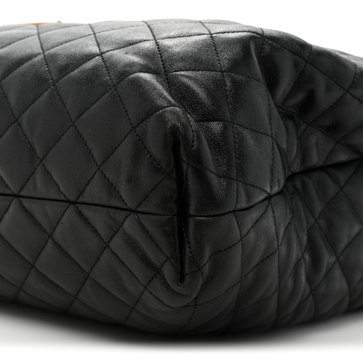Lambskin Quilted Maxi Icare Shopping Tote Black