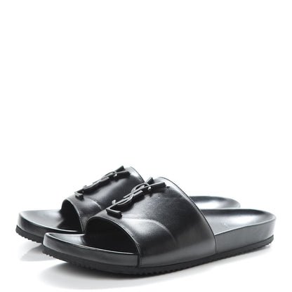 Saint Laurent Lambskin Joan Slide Sandals 37.5 Black 3 of 10