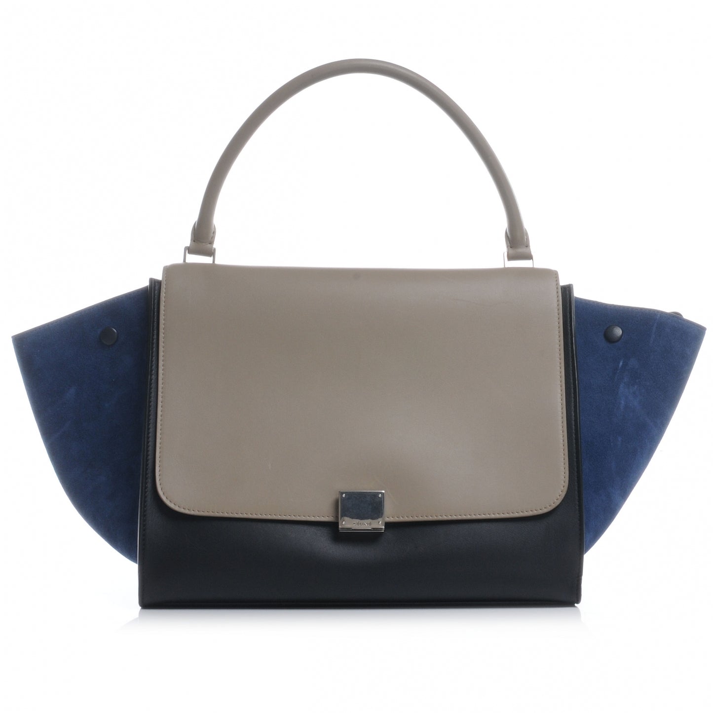 Calfskin and Suede Large Tri-Color Trapeze Royal Blue