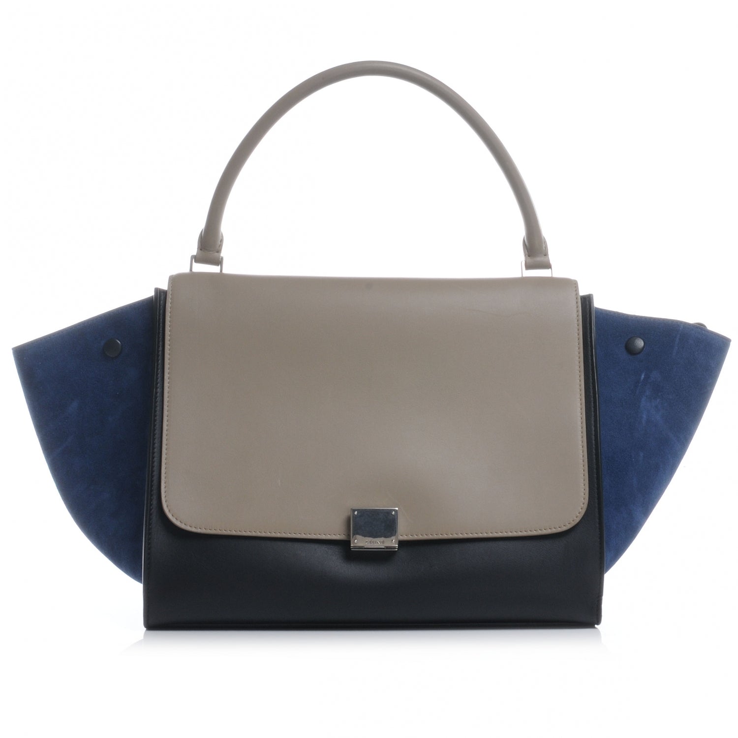 Celine Calfskin and Suede Large Tri-Color Trapeze Royal Blue 1 of 7