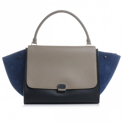 Celine Calfskin and Suede Large Tri-Color Trapeze Royal Blue 1 of 7