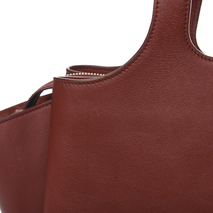Celine Calfskin Medium Tri-Fold Bag Red Wood 10 of 11