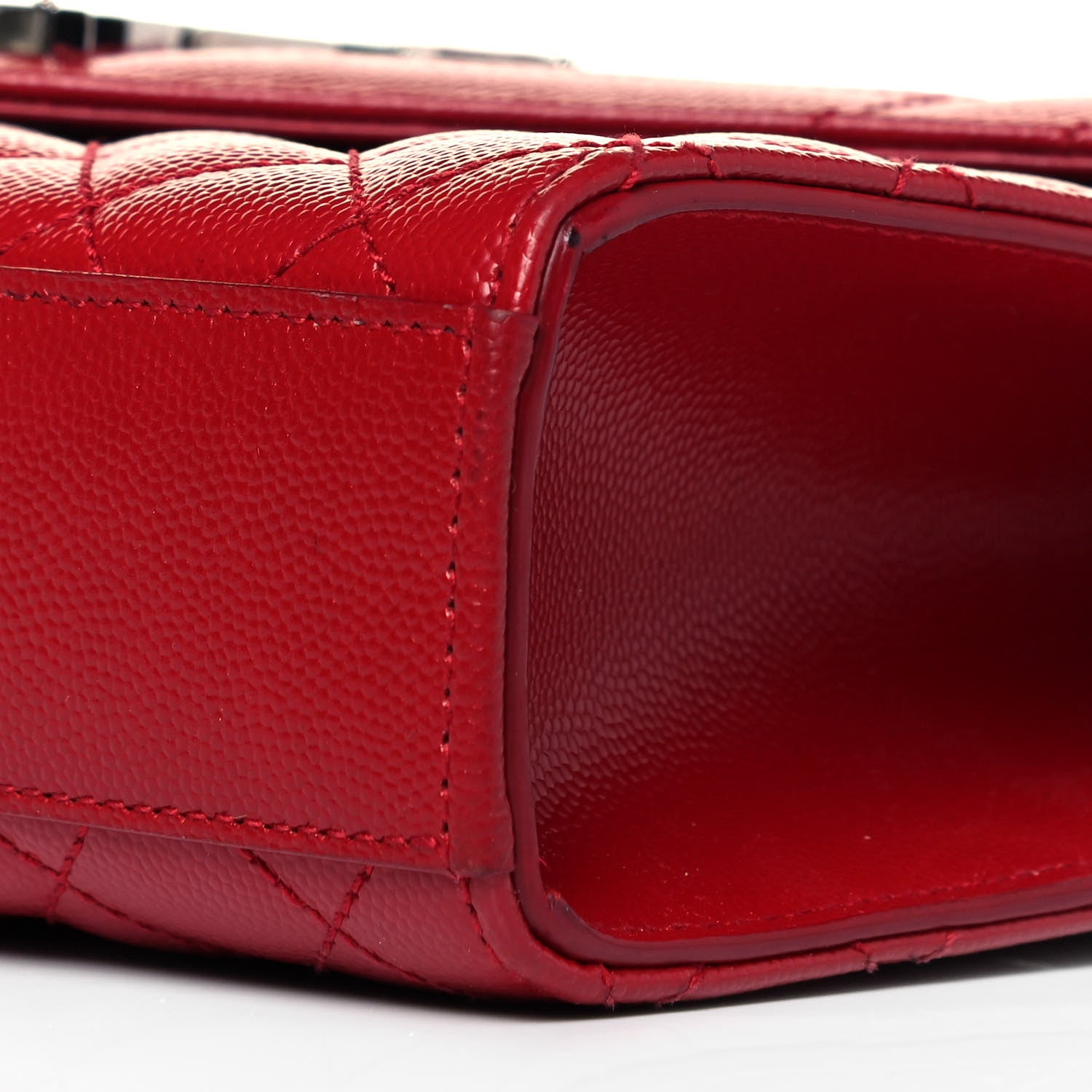 Saint Laurent Grain De Poudre Textured Mixed Matelasse Triquilt Medium Monogram Satchel New Red 8 of 10