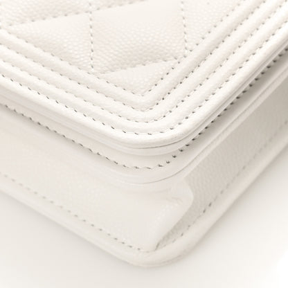 Chanel Caviar Quilted Boy Wallet On Chain WOC White 15 of 15