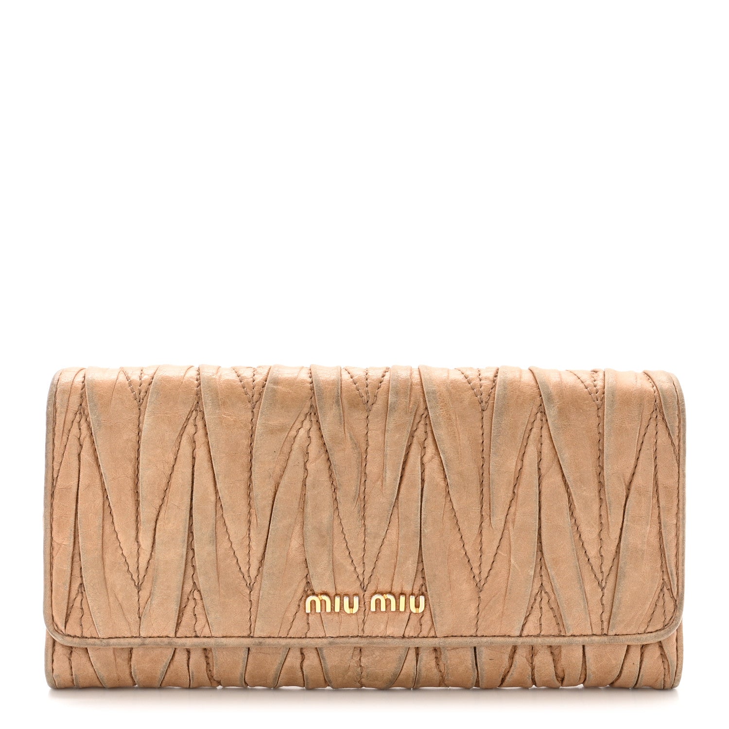 Miu Miu Nappa Matelasse Flap Wallet Pomice 1 of 6