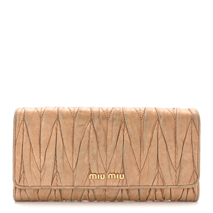 Miu Miu Nappa Matelasse Flap Wallet Pomice 1 of 6