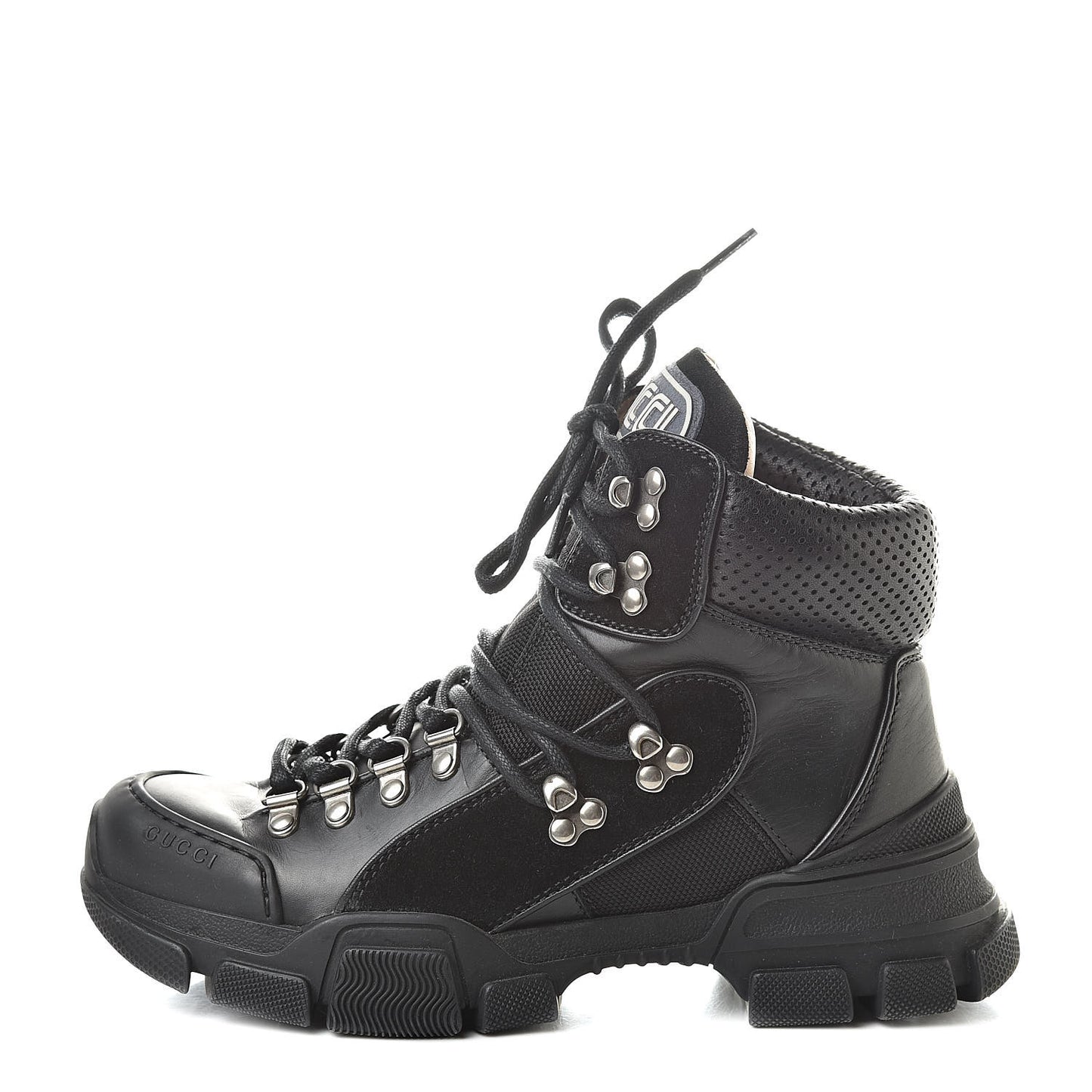 X SEGA Calfskin Suede Technical Canvas Womens Flashtrek High-Top Sneakers 37 Black