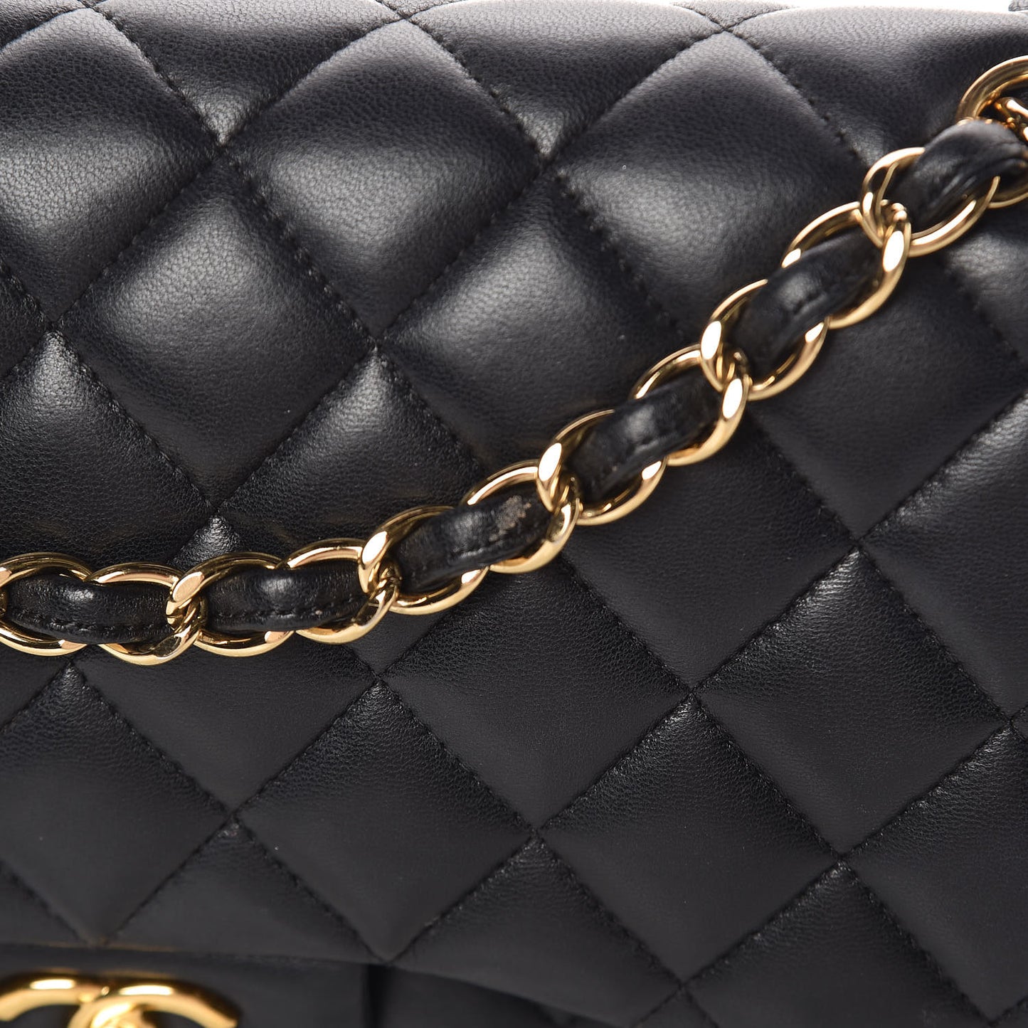 Lambskin Quilted Jumbo Double Flap Black