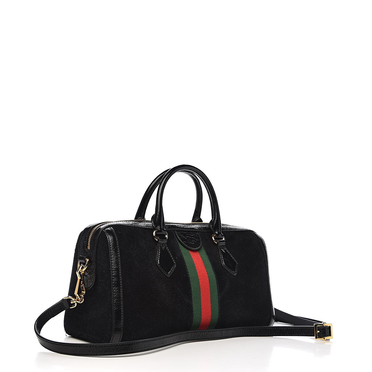 Gucci Suede Patent GG Web Medium Ophidia Boston Black 3 of 11