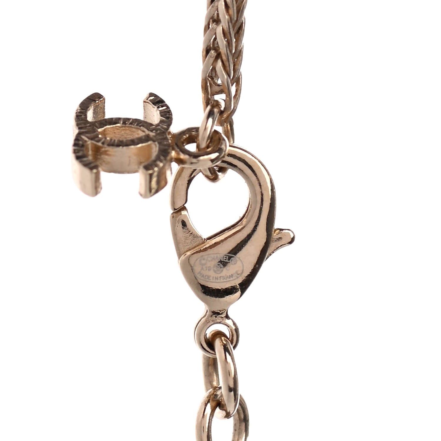 Chanel Resin Crystal CC La Pausa Pendant Necklace Gold 4 of 4